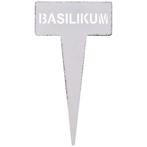 Marqueur pour herbes aromatiques basilic en métal blanc, 15 cm, pour décoration de jardin.