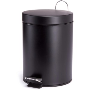 Cestino a pedale MSV nero, 3 litri, in metallo per bagno e WC.
