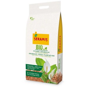 Seramis Bio-Granulato per piante 12,5 l in sacco bianco con illustrazione di piante.