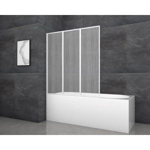 Paroi de baignoire Aurlane White Cloud, 3 volets, cadre blanc, montée sur baignoire.