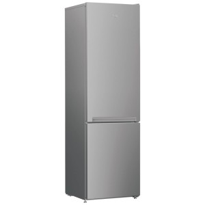 Réfrigérateur-congélateur Beko KG120 argenté à 2 portes, 291 l, aspect acier inoxydable.