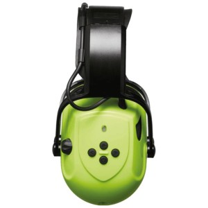 Casque antibruit Gebol Bluetooth professionnel, vert avec commandes.