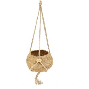 Cesto sospeso Kokodama, Ø 25 cm, in fibra di cocco con sospensione, per piante da interno.