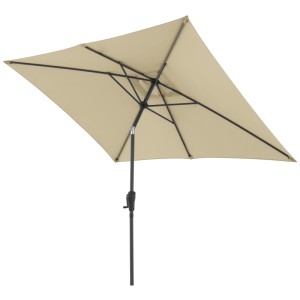 Rechteckiger Doppler Kurbelschirm Life Sand 250x200 cm mit Knickfunktion und Kurbel. Ideal für Balkone, UV 50+.