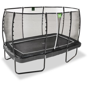 Trampolino da giardino nero EXIT Allure Premium, 214 x 366 cm, con rete di sicurezza.