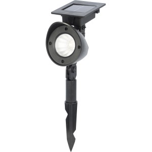 Faretto da giardino solare a LED Globo nero con picchetto e supporto a parete.