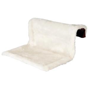 Amaca per termosifone Trixie, crema/marrone, con rivestimento in peluche e telaio in metallo.