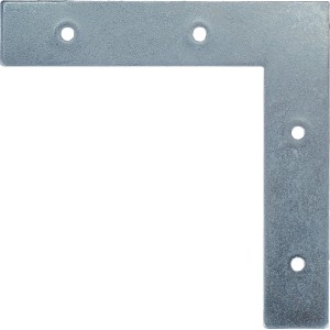 Équerre plate galvanisée 75x75x14 mm pour assemblages bois légers.