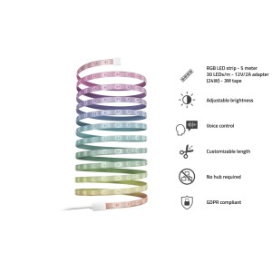 Hombli LED Strip Smart RGB, 5 m, per illuminazione interna flessibile e colorata.