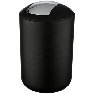 Cestino cosmetici nero Wenko Brasil 6,5 l con coperchio a ribalta per il bagno.