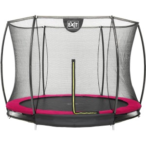 EXIT Silhouette trampolino da incasso D305cm con rete di sicurezza, telaio rosa.