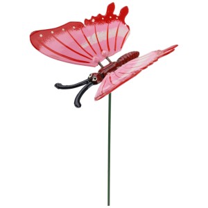 Mehrfarbiger Gartenstecker Schmetterling aus Metall und Kunststoff, Gartendeko.