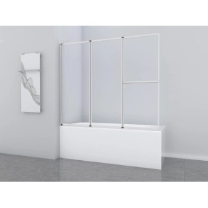 Paroi de baignoire Aurlane Silver Comfort, 3 volets, chrome, montée sur baignoire.