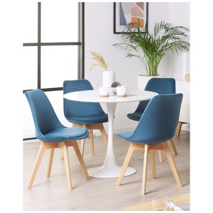 Beliani sedie da pranzo Dakota II, set da 2, in velluto blu e gambe in legno di faggio.