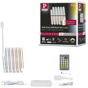 Set base striscia LED Paulmann MaxLED 500 COB 1,5m con accessori e confezione.