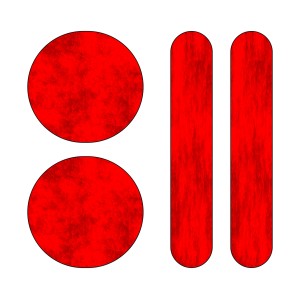 Stickers rouges : Bandes et points pour panneaux, résistants aux intempéries et aux UV.