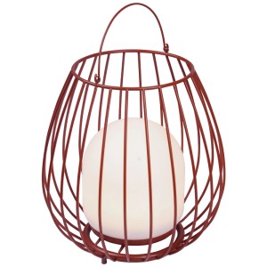 Rote Nordlux Akku-Leuchte Jim To-Go mit Griff, 38,4 cm hoch, für Außen-Deko.