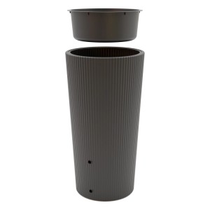 Barile per acqua piovana Wave 2in1 antracite con fioriera, capacità 200 l.