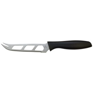Coltello da formaggio Heidi Cheese Line Economy con lama in acciaio inox e manico nero.