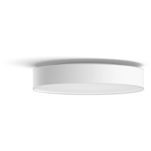 Weiße Philips Hue Deckenleuchte Devere M mit Dimmer für stimmungsvolles Licht.