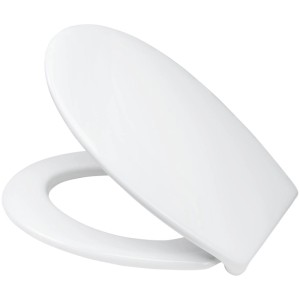 Sedile WC bianco Diaqua EcoVerde con chiusura rallentata, forma ovale. Accessorio WC per sanitari standard.