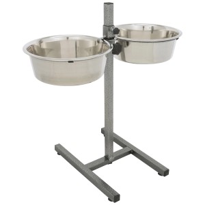 Bar pour chien Trixie réglable en hauteur avec 2 gamelles en acier inoxydable (4,5 l chacune).