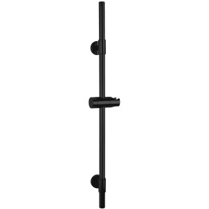 Wenko Barre de douche Basic noire, acier inoxydable, avec support de douche réglable.