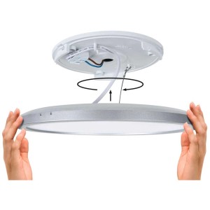Installation du panneau LED rond Paulmann Atria Shine en chrome mat. Plafonnier avec fermeture rotative.