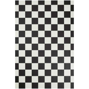 Revêtement de sol vinyle à damier noir et blanc au mètre.