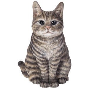 Sitzende Tabby Katze Dekofigur (20 cm) von Vivid Arts für die Gartendekoration.