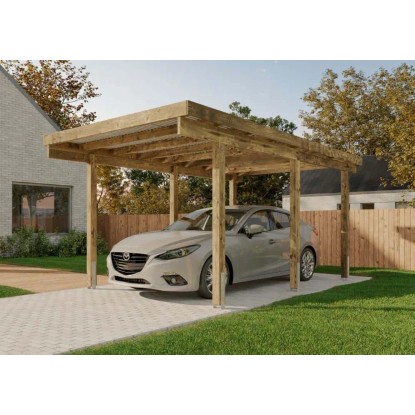Alpholz Einzelcarport Sardinien Holz Grün (HxBxT) 236 x 304 x 730 cm