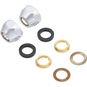 Écrou à compression (2 pièces) avec joints et bagues d'insertion pour tuyaux de 12 mm.