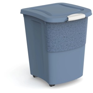 Conteneur pour aliments pour animaux Rotho Archie, bleu, 38 l, avec roulettes et motifs animaux.