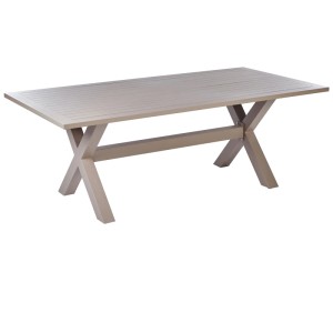 Beliani Gartentisch Cascais, Aluminium, Beige, 200x105cm. Rechteckiger Tisch mit X-förmigem Gestell.