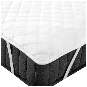 Protège-matelas blanc Beliani Almanzor 160x200 cm avec motif matelassé et sangles d'angle.