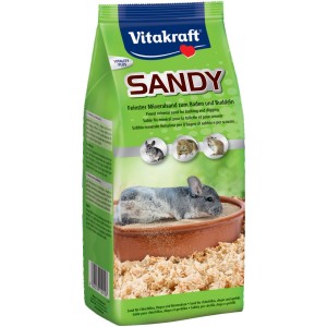 Vitakraft Sandy 1 kg sable minéral pour petits animaux, idéal pour chinchillas, octodons et gerbilles.