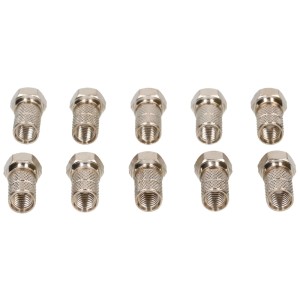 Dix connecteurs F Schwaiger 6,5 mm à visser pour câbles d'antenne.