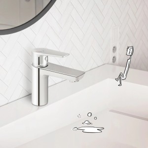 Miscelatore monocomando baliv WT-580 cromato su lavabo bianco. Rubinetto moderno per il tuo bagno.