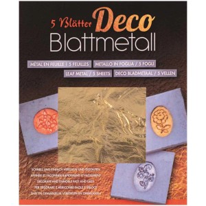 Feuilles de métal doré, 5 feuilles pour décorer les surfaces, 14x14cm.