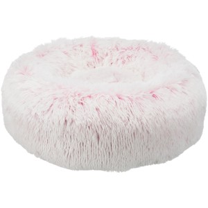 Panier rond en peluche blanc et rose Trixie Harvey pour chien et chat, Ø 50 cm.