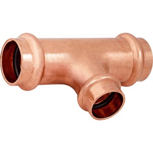 Raccordo a T a pressare in rame 22 mm x 18 mm x 22 mm per installazioni di tubi in rame.