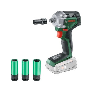 Avvitatore a impulsi a batteria Bosch UniversalImpactDrive 18V-350 con adattatori e bussole.