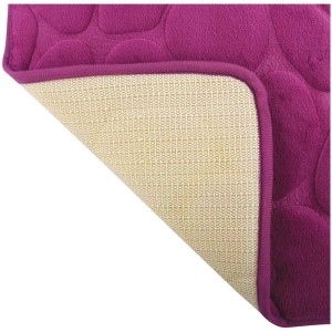 MSV Tappeto Bagno Microfibra Ciottoli Viola, 40x60 cm, con fondo antiscivolo.