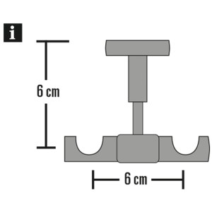 Immagine del supporto a soffitto Gardinia Europa, argento satinato, 6 cm, per bastoni per tende.