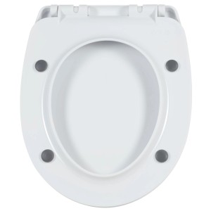 Abattant WC blanc Diaqua Arles Ocean en polypropylène avec fermeture ralentie, vue de dessus.