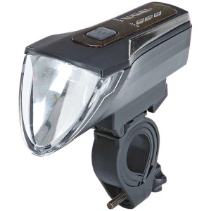 Éclairage vélo LED Prophete avec batterie, 70 Lux, pour montage sur le guidon.