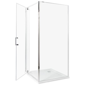 Beliani Cabine de douche Darli en verre transparent et argenté 185 x 90 x 90 cm