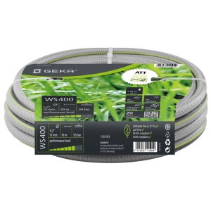 Geka WS400 Tubo per acqua, 1/2 pollice, 10 m, 5 strati, grigio. Tubo da giardino con tecnologia Anti-Twist.