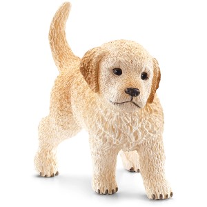 Figurine détaillée Schleich Farm World : chiot Golden Retriever au pelage couleur miel.