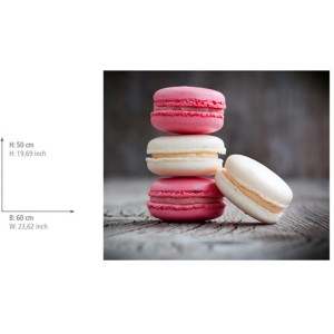 Crédence en verre Wenko Macarons, 60x70 cm, avec macarons roses et blancs sur bois.